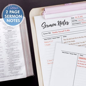 Printable Sermon Notes Template: Christian Planner (PDF)