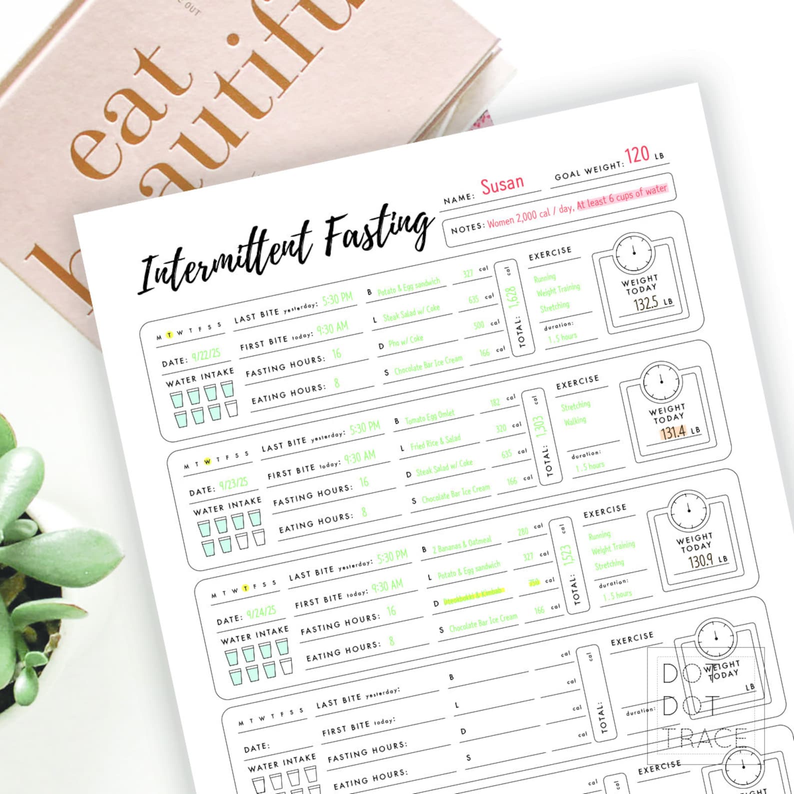 Printable Intermittent Fasting Tracker Intermittent Fasting Log