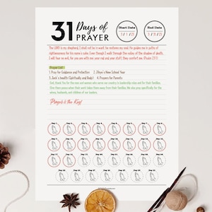Printable 31 Days of Prayer Template Monthly Prayer Goal List 31 Days ...