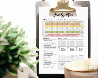 A5 Printable Yearly Planner (Half Letter, Half A4) Yearly Goal Set up Monthly Planner Goal Tracker GoodNotes Yearly Planner Annual Planner