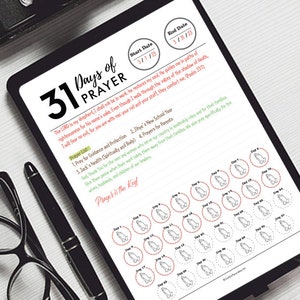 Printable 31 Days of Prayer Template Monthly Prayer Goal List 31 Days ...