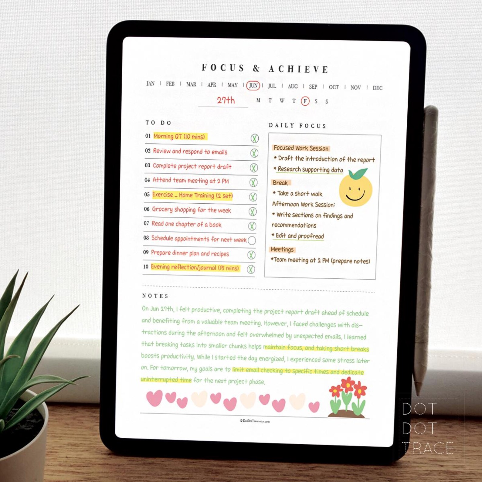 Printable Focus & Achieve Daily to Do List Productive Planner ...