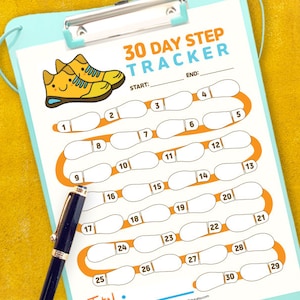 Printable 30 Day Step Tracker 30 Day Step Count Challenge 10000 Steps Daily Log Daily Walking Tracker Daily Walking Log 30 Day Step Logs image 2