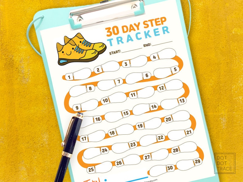 Printable 30 Day Step Tracker 30 Day Step Count Challenge 10000 Steps Daily Log Daily Walking Tracker Daily Walking Log 30 Day Step Logs image 2