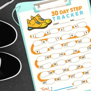 Printable 30 Day Step Tracker 30 Day Step Count Challenge 10000 Steps Daily Log Daily Walking Tracker Daily Walking Log 30 Day Step Logs image 1