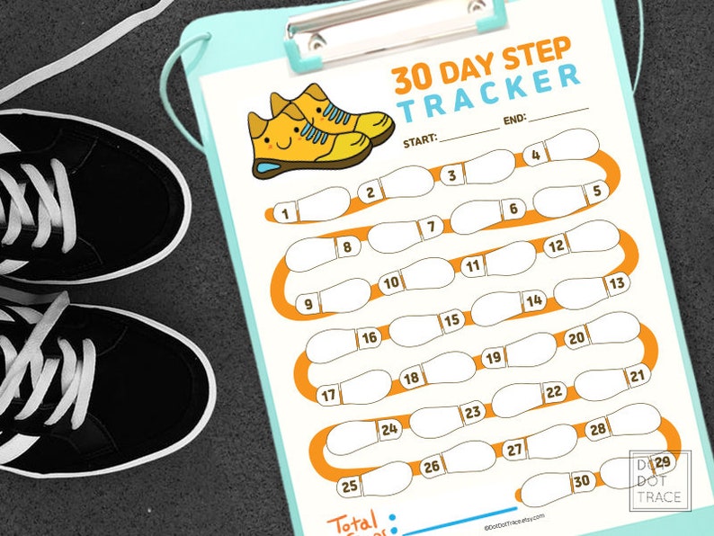 Printable 30 Day Step Tracker 30 Day Step Count Challenge 10000 Steps Daily Log Daily Walking Tracker Daily Walking Log 30 Day Step Logs image 1