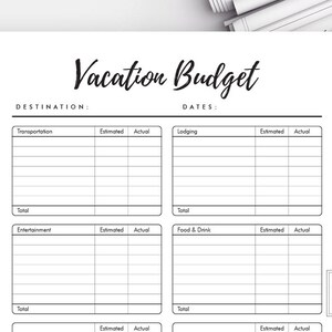 Printable Vacation Budget Planner Travel Budget Worksheet Template ...