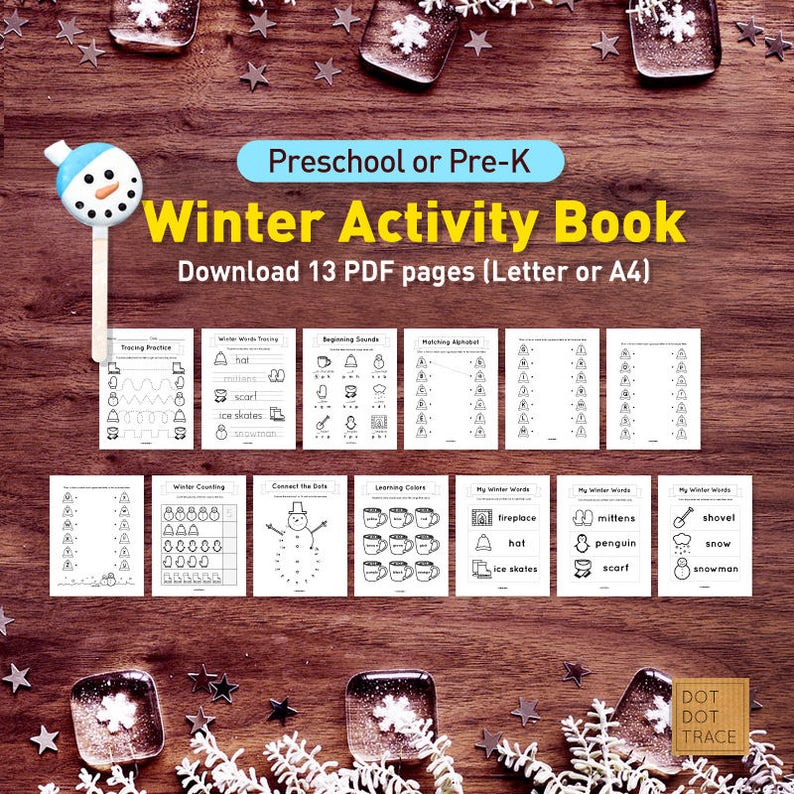 Printable Preschool Or Pre k Winter Activity Book Printable Etsy