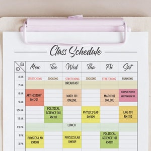Printable Class Schedule (Mon~Sat) Weekly Planner 6 Day Planner Study Planner Student Planner GoodNotes Class Schedule Planner JPG Download