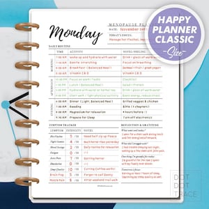 Planificador imprimible de 7 días para la menopausia [Happy Planner Classic] Seguimiento de síntomas para mujeres Plantilla de apoyo para la menopausia y la perimenopausia en formato PDF