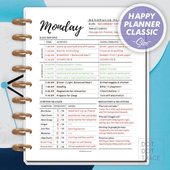 Menopause Symptom Tracker Planner: Weekly Template (Happy Planner Classic) (PDF)