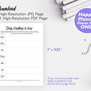 Printable Daily Gratitude to God [the Classic Happy Planner-sized] 7”x9 ...