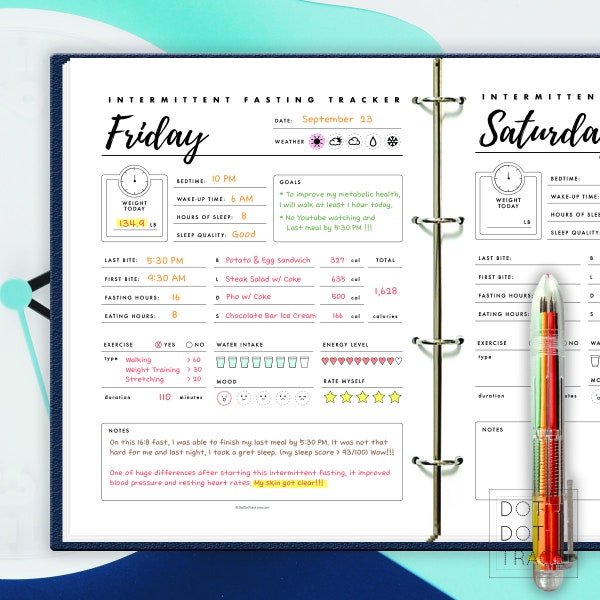 Printable 7 Day Intermittent Fasting Tracker Intermittent Fasting Log Intermittent Fasting Journal GoodNotes Intermittent Fasting Tracker