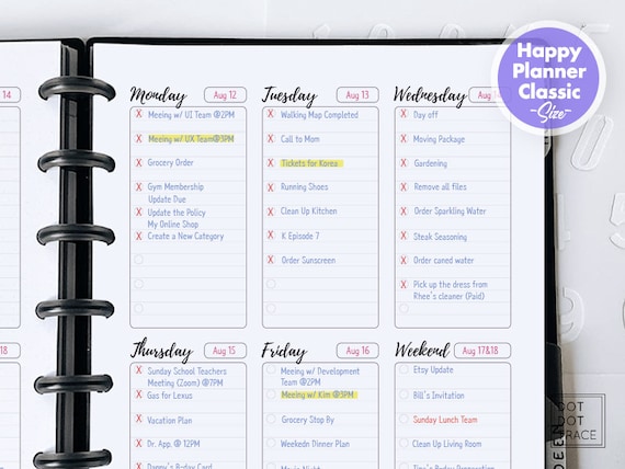 Printable Weekly To-Do List: Classic Happy Planner Size (Digital Download)