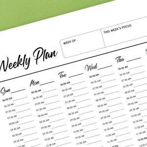 Printable 30 Min Intervals Weekly Planner 7 Day Planner Daily Planner ...