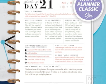 Printable 21 Days of Breakthrough Prayer and Fasting Log [The Classic Happy Planner-Sized] Daniel Prayer Journal Daily Prayer Notes Template
