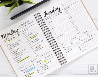 Printable 7 Day Planner Daily Planner Day Planner Work Planner weekly planner Download 365 Daily Planner Everyday Planner 365 Daily Log PDF