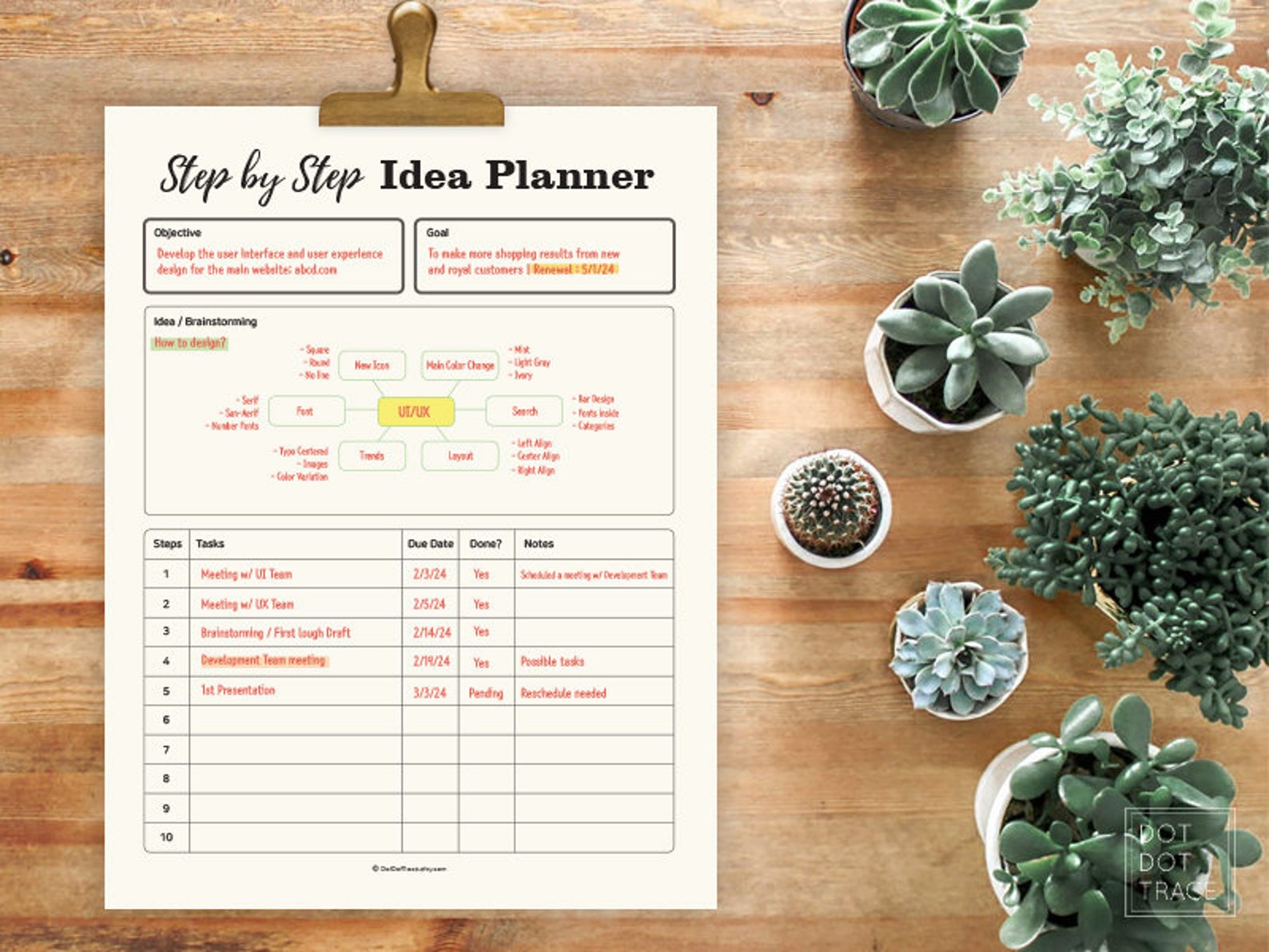 Printable Step by Step Idea Planner Idea planner Brainstorming Etsy