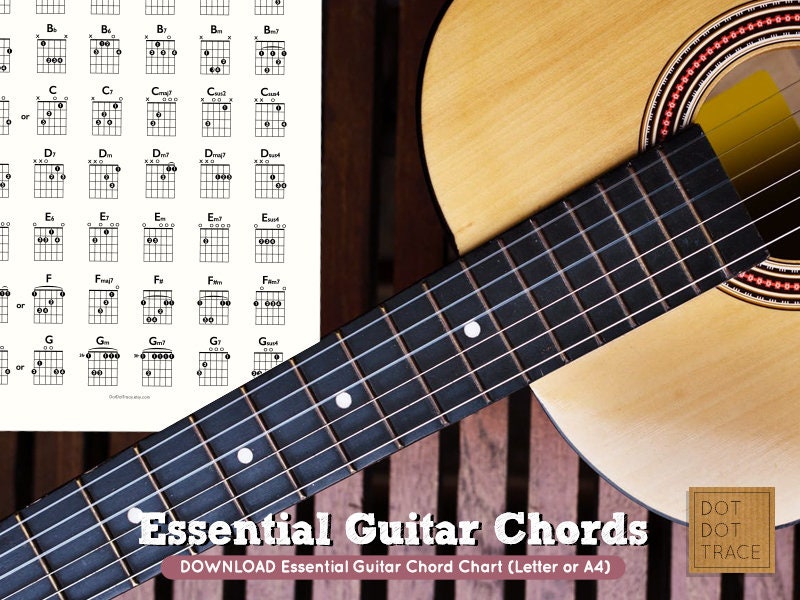 Printable Essential Guitar Chord Chart Basic Guitar Chords - Etsy