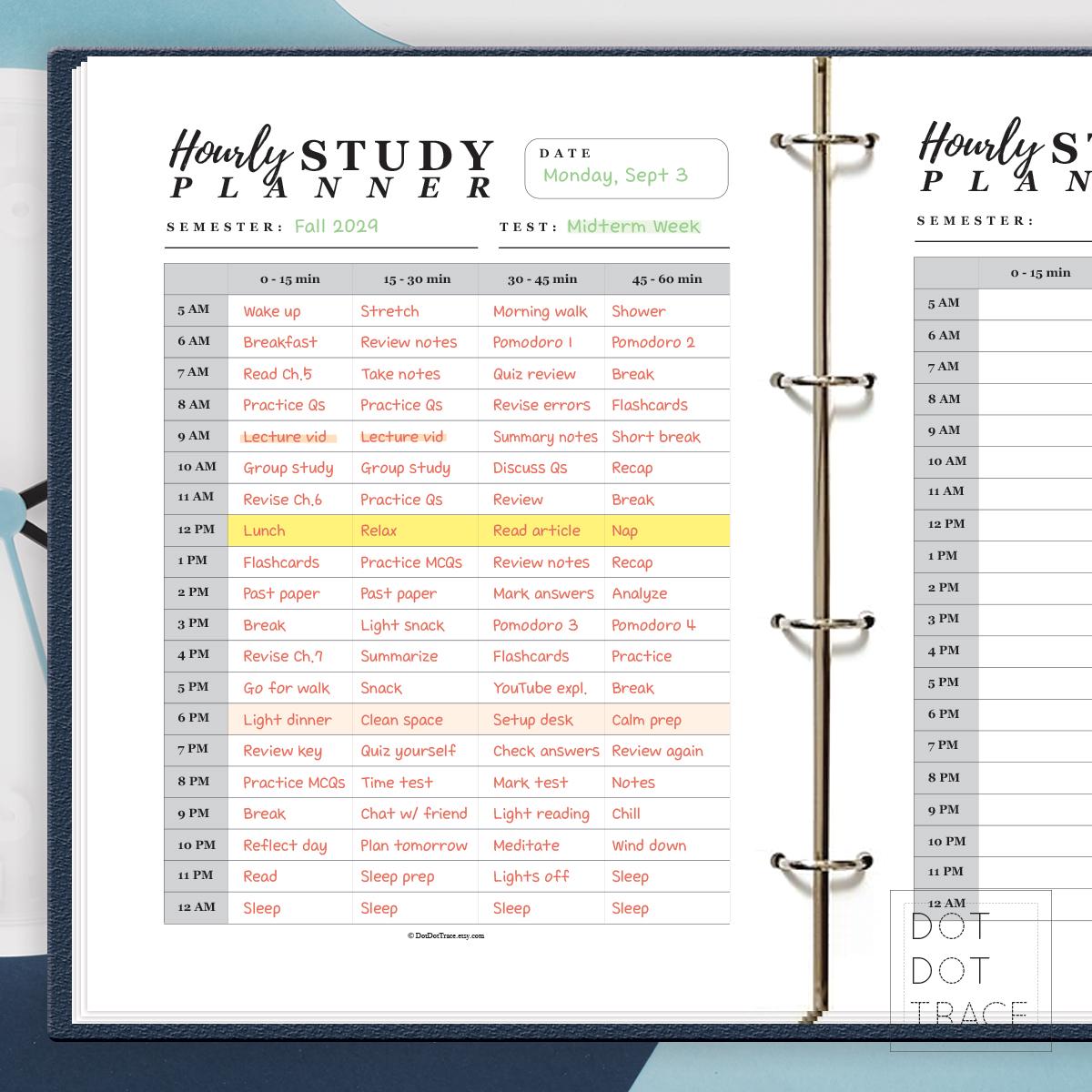 ADHD Study Planner: 15-minute Schedule, Focus & Time Management (PDF ...