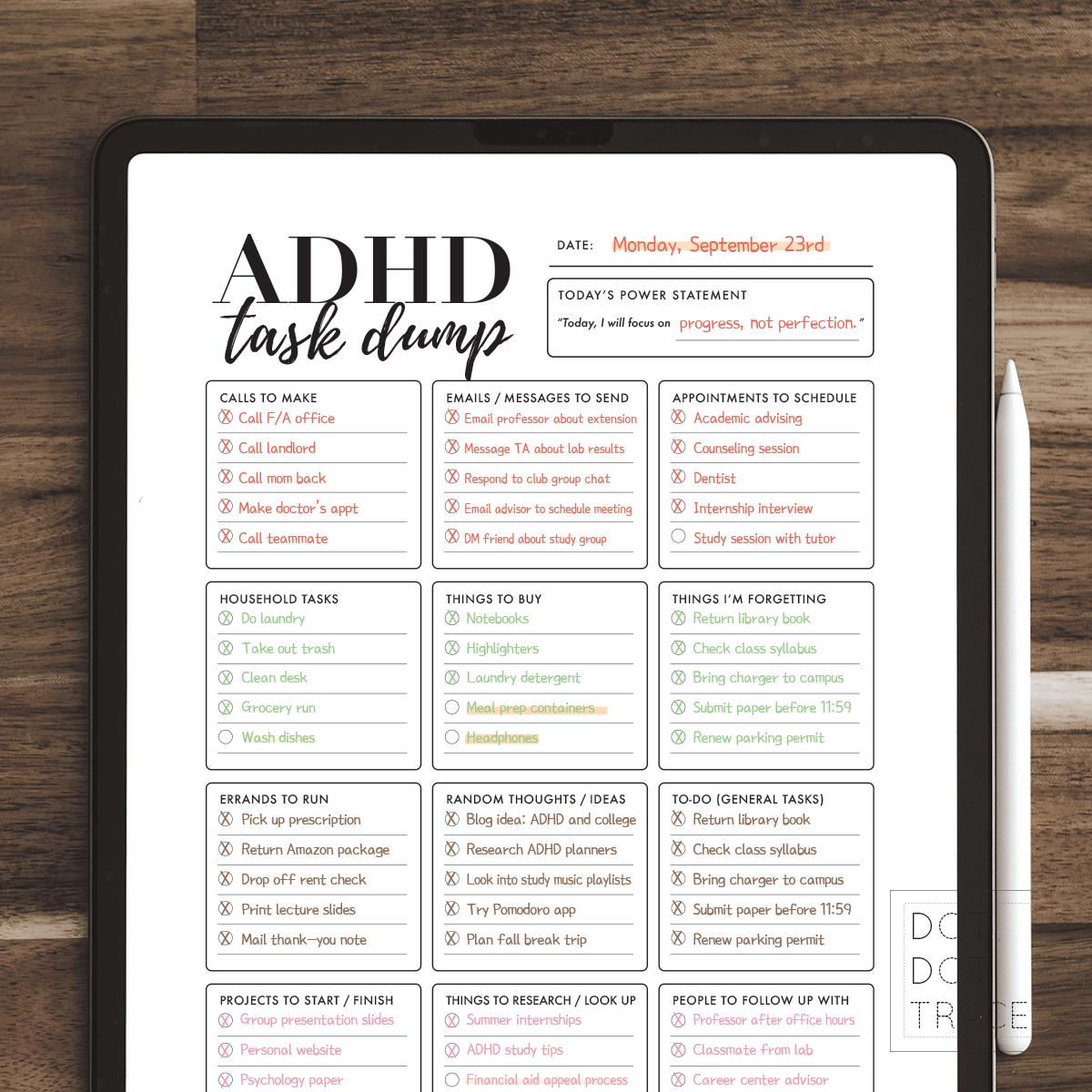 ADHD Brain Dump Printable: Happy Planner Classic Insert (PDF Download ...
