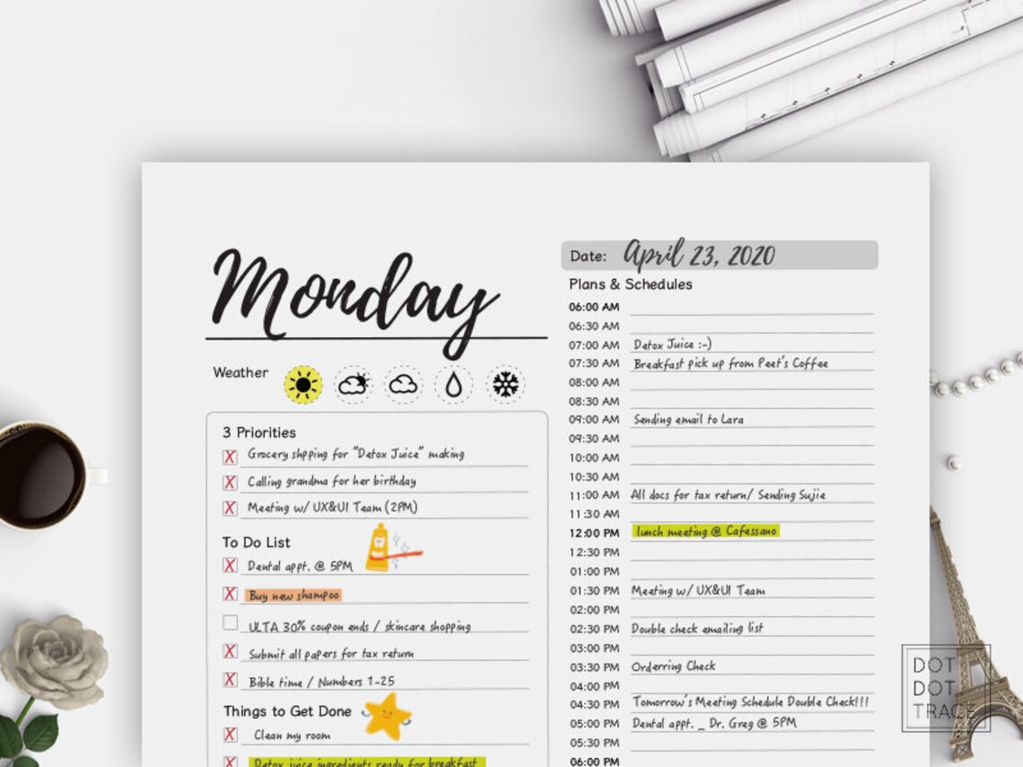 Printable 30 Min Intervals Daily Planner 7 Day Planner Daily - Etsy ...