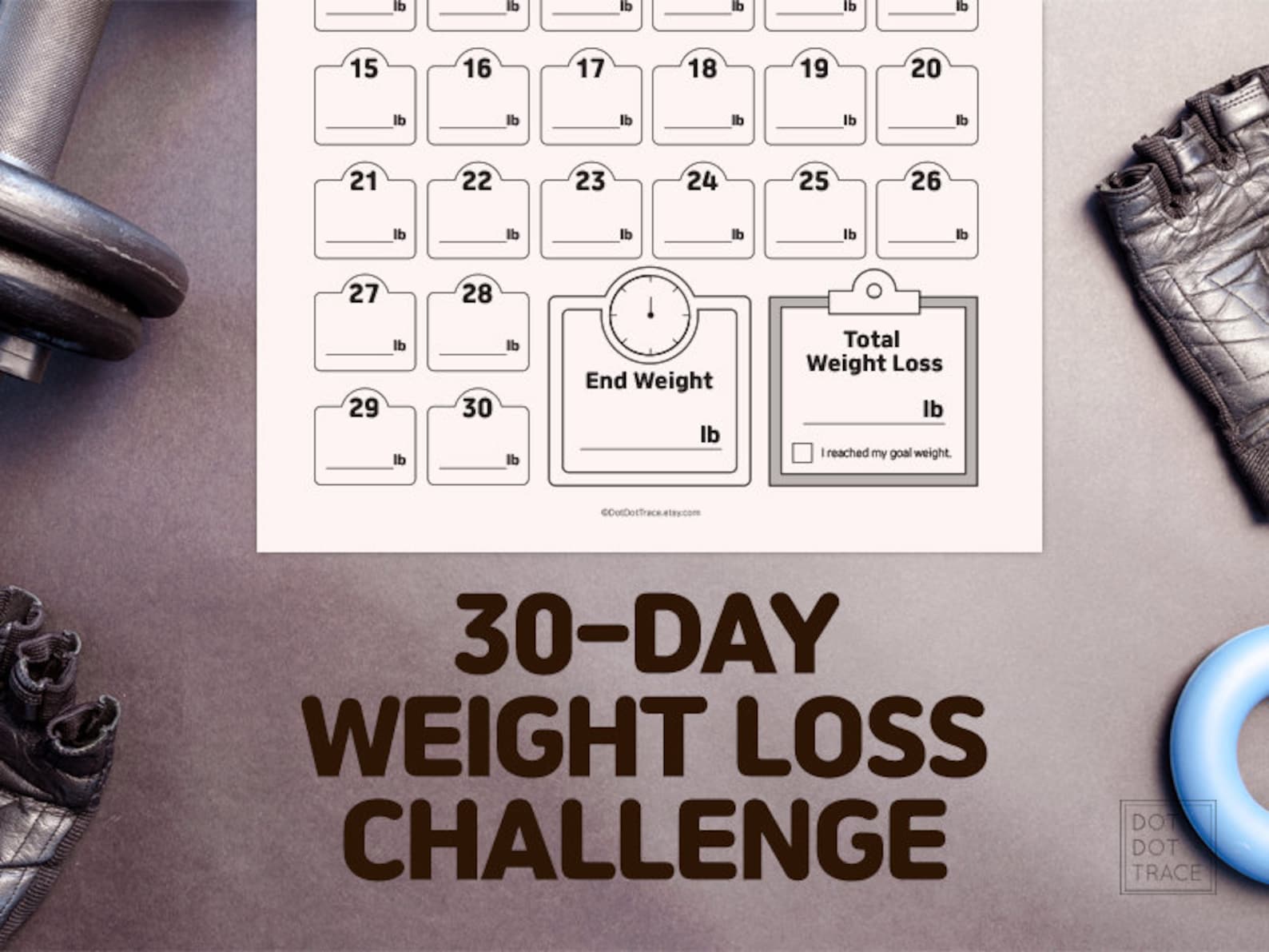 30 Day Weight Loss Challenge 30 Day Weight Loss Tracker Monthly Weight