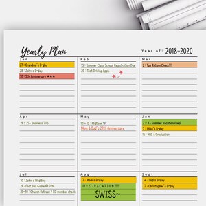 Printable Blanked and Lined Yearly Planner Letter & A4 Monthly Planner GoodNotes Yearly Planner Insert JPG Year at a Glance New Year Plan image 8