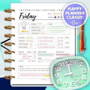 Printable 7 Day Intermittent Fasting Tracker [Happy Planner Classic] Intermittent Fasting Log Weekly Intermittent Fasting Journal 7 Page PDF