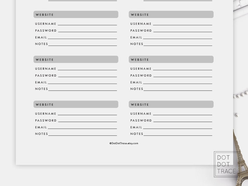 Printable Password List Template: Website Login Tracker (JPG Download) image 8