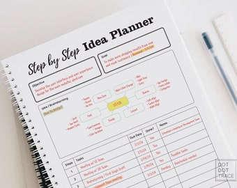 Printable Step by Step Idea Planner Idea planner Brainstorming Process GoodNotes Idea Planner Brainstorming Template JPG Project Planner