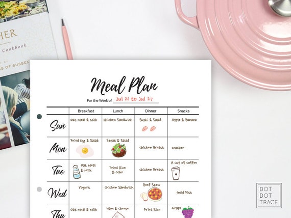 Sunday Start Printable Weekly Meal Planner letter and A4 - Etsy