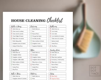 Printable House Cleaning Checklist (Letter and A4) Home clean up chart GoodNotes Clean up chart PDF Insert Download House Cleanup flow chart