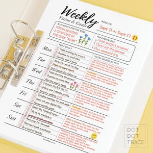 Task For Next Week Printable Weekly Vision & Goals the Focused Week Planner Weekly Goal ...