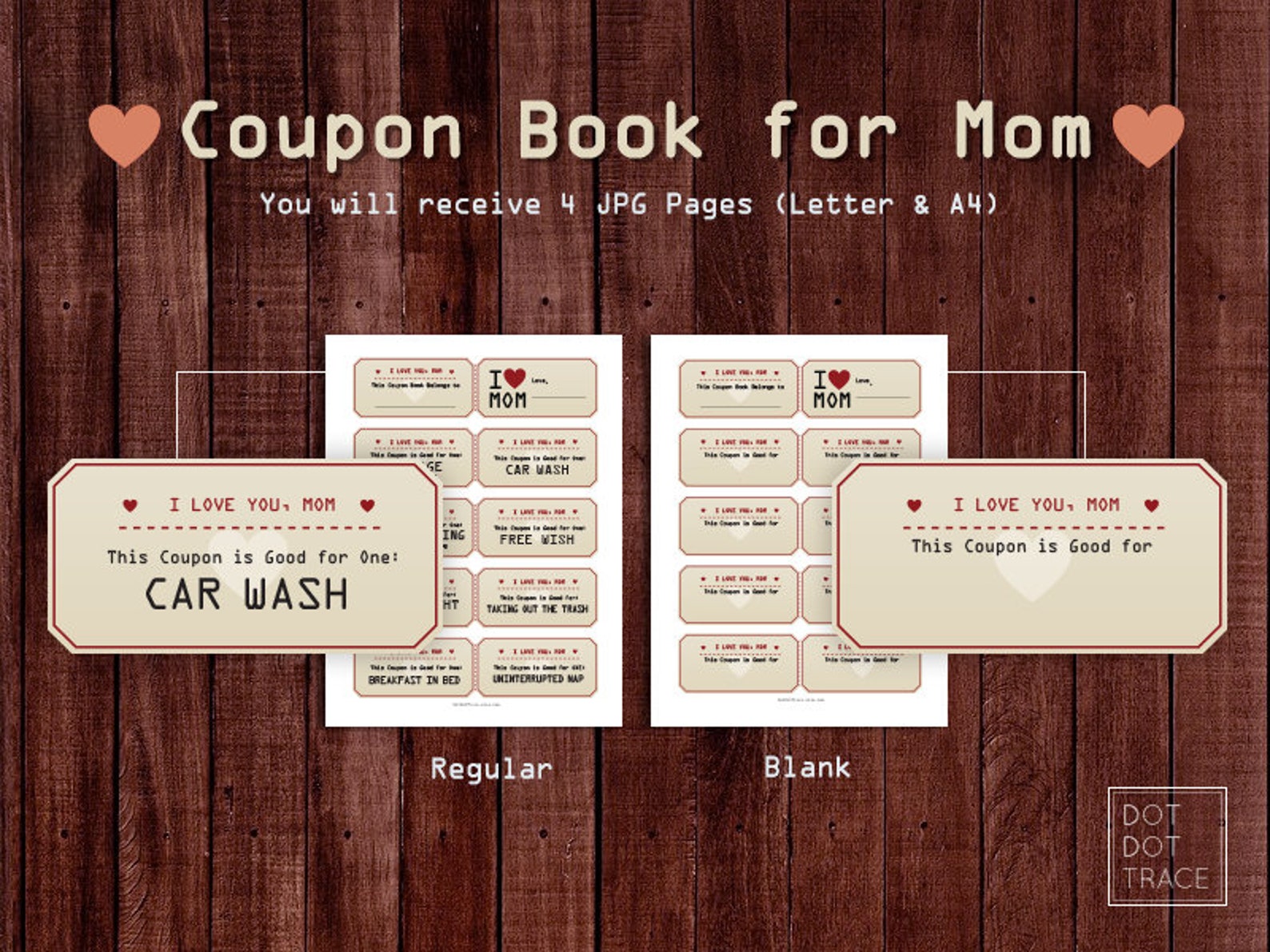Printable Coupon Book for Moms Coupon Book for Mom Coupon Book for
