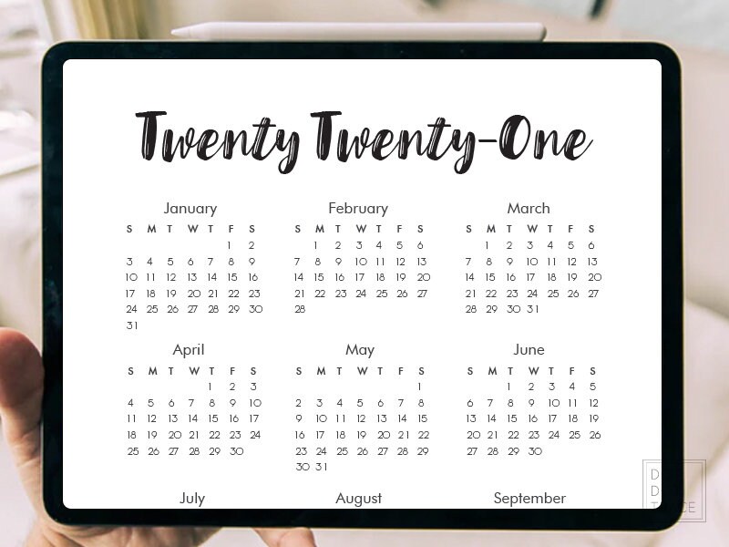 A5_printable 2021 US Calendar Twenty Twenty One Calendar 2021 Etsy
