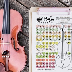 100-dagars fiolutmaningsschema: Övningsspårare (Letter & A4) (Digital nedladdning)