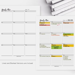 Printable Blanked and Lined Yearly Planner Letter & A4 Monthly Planner GoodNotes Yearly Planner Insert JPG Year at a Glance New Year Plan image 2