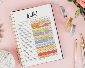 Tropical Habit Tracker Planner And Bullet Journal Accessories  Poster for  Sale by Designs By YL