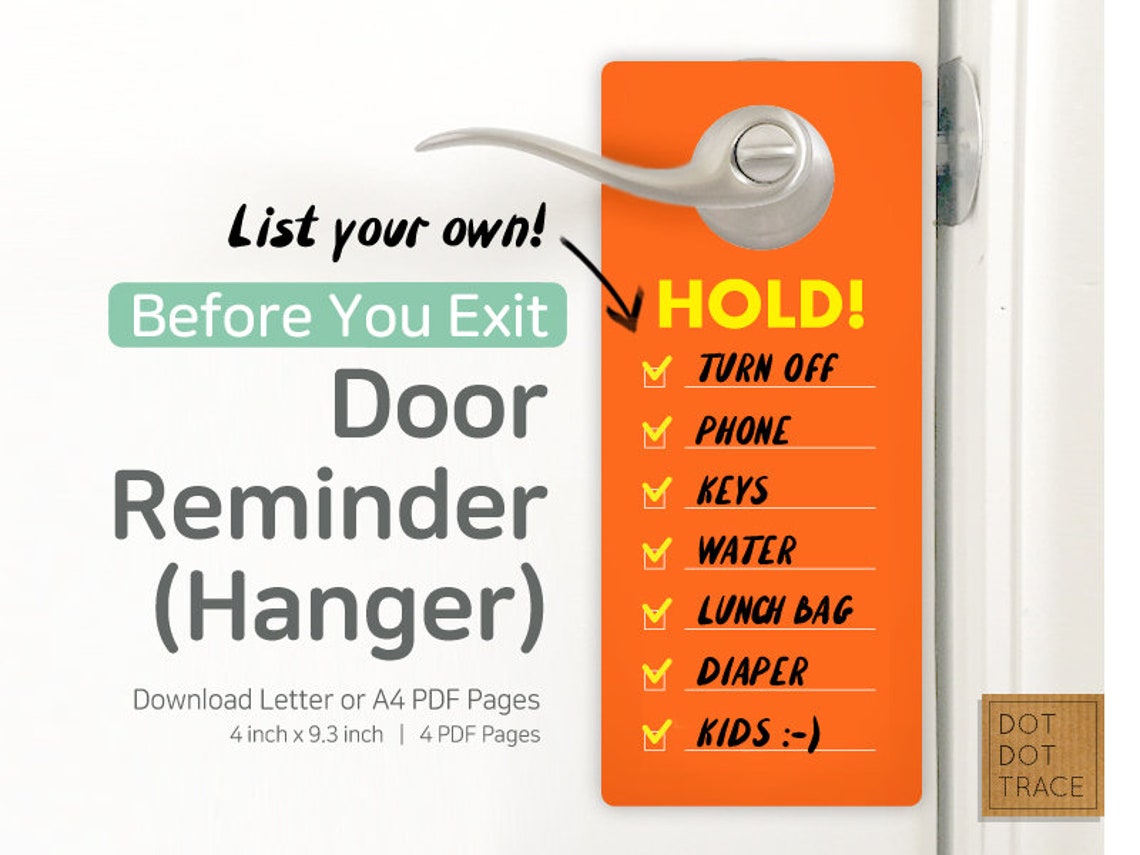 Printable Door Reminder Before Leaving Reminder Door Checklist Front