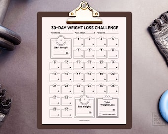 30 Day Weight Loss Challenge Tracker (Digital Download)