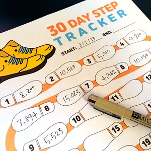 Printable 30 Day Step Tracker 30 Day Step Count Challenge 10000 Steps Daily Log Daily Walking Tracker Daily Walking Log 30 Day Step Logs image 5