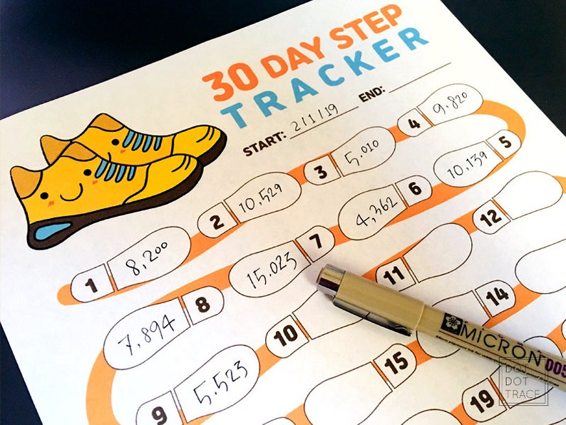 Printable 30 Day Step Tracker 30 Day Step Count Challenge 10000 Steps Daily Log Daily Walking Tracker Daily Walking Log 30 Day Step Logs image 5