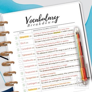 Audacious Example Sentence Happy Planner Vocabulary Breakdown Printable (classic Size) (PDF) - Etsy