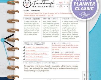 Printable Daily Breakthrough Prayer and Fasting Journal [The Classic Happy Planner-Sized] 365 Prayer Log Daniel Prayer Journal Prayer Notes