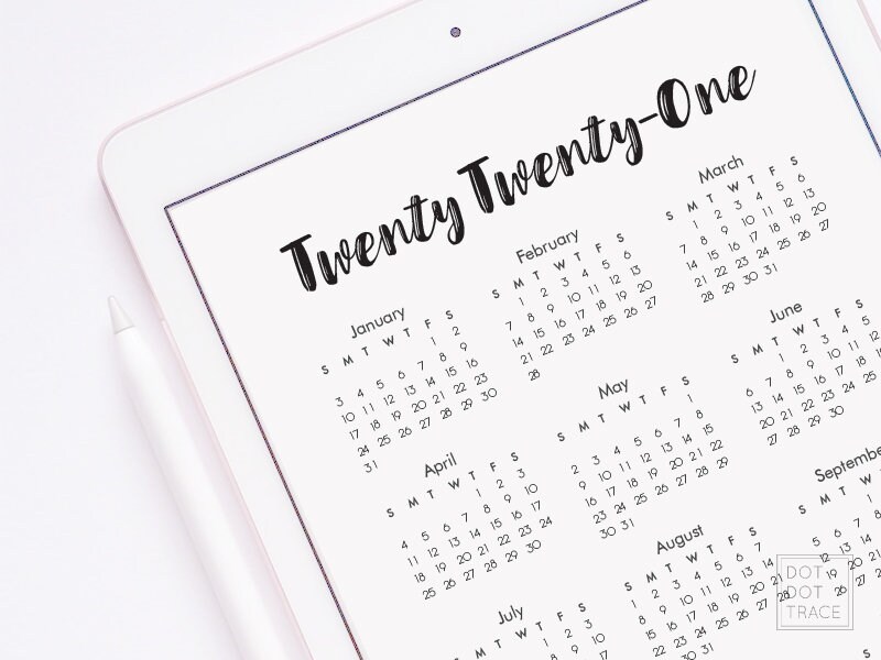 A5_printable 2021 US Calendar Twenty Twenty One Calendar 2021 Etsy