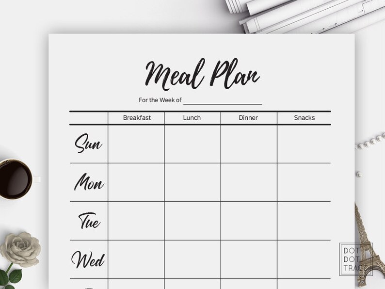 Sunday Start Printable Weekly Meal Planner Letter and A4 | Etsy