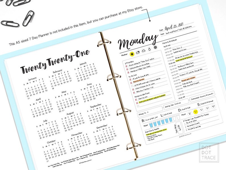 A5_printable 2021 US Calendar Twenty Twenty One Calendar 2021 Etsy