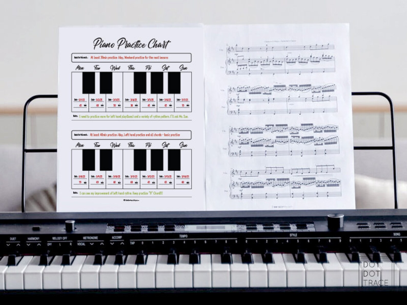 Printable Piano Practice Chart Piano Practice Log Piano Practice