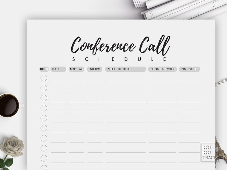 Printable Conference Call Schedule Template Conference Call Etsy UK